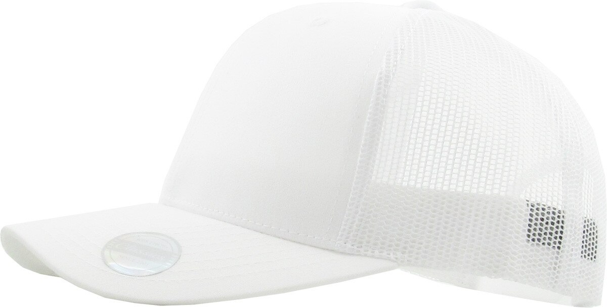 White Classic 6 Panel Trucker Mesh Snapback Side View